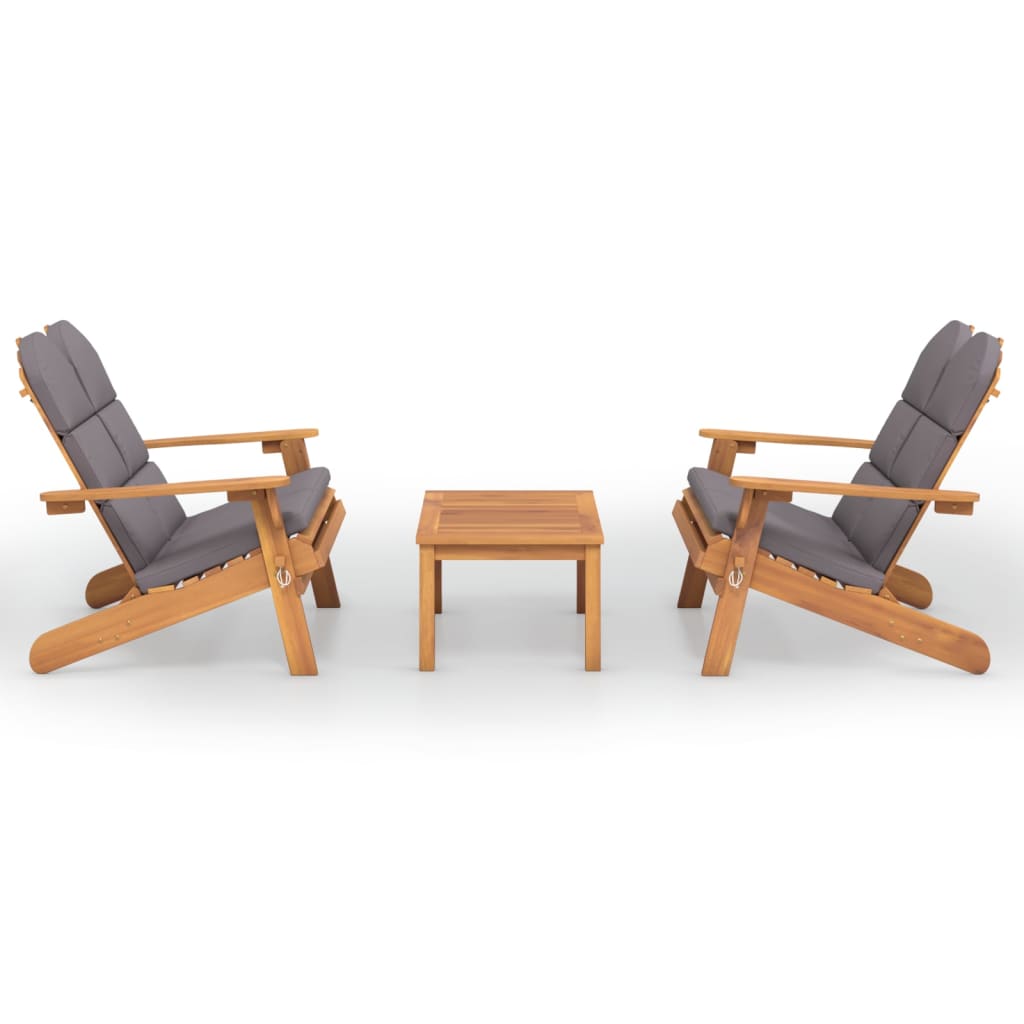 Set Salotto da Giardino Adirondack 3pz Legno Massello di Acacia | homemem39
