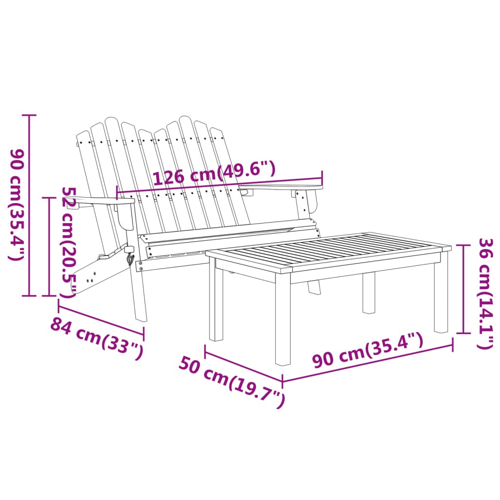 Set Salotto da Giardino Adirondack 5pz Legno Massello di Acacia | homemem39