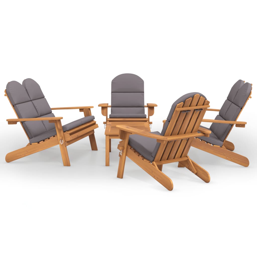 Set Salotto da Giardino Adirondack 5pz Legno Massello di Acacia | homemem39
