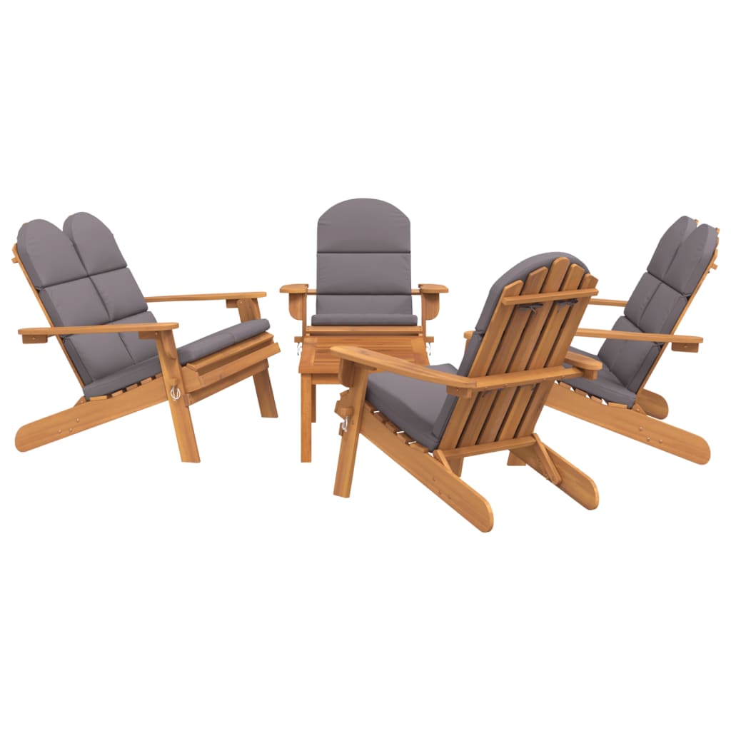 Set Salotto da Giardino Adirondack 5pz Legno Massello di Acacia | homemem39