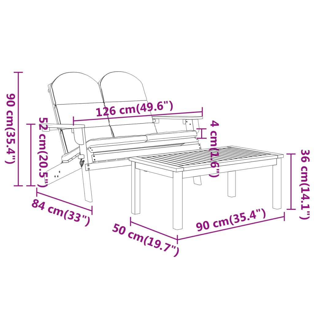 Set Salotto da Giardino Adirondack 5pz Legno Massello di Acacia | homemem39