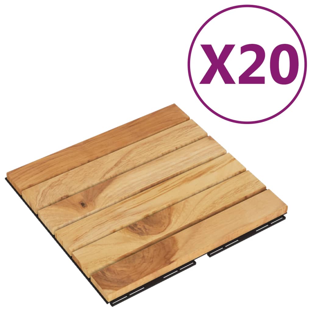 Piastrelle Esterni 20pz 30x30 cm Massello Teak Motivo Verticale