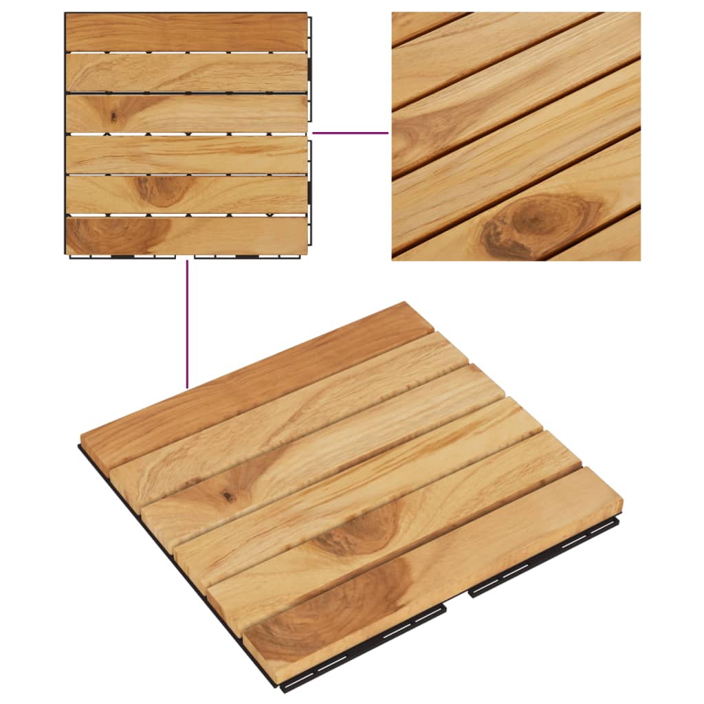 Piastrelle Esterni 20pz 30x30 cm Massello Teak Motivo Verticale