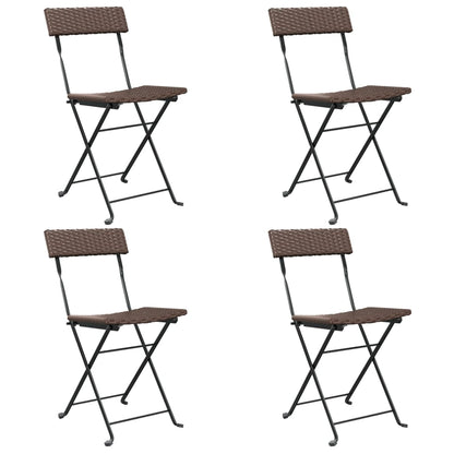 Sedie Pieghevoli da Bistrò 4 pz Marroni Polyrattan e Acciaio - homemem39
