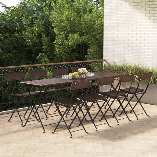 Sedie Pieghevoli da Bistrò 8 pz Marroni Polyrattan e Acciaio - homemem39