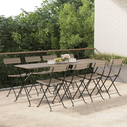 Sedie Pieghevoli da Bistrò 8 pz Grigie Polyrattan e Acciaio - homemem39