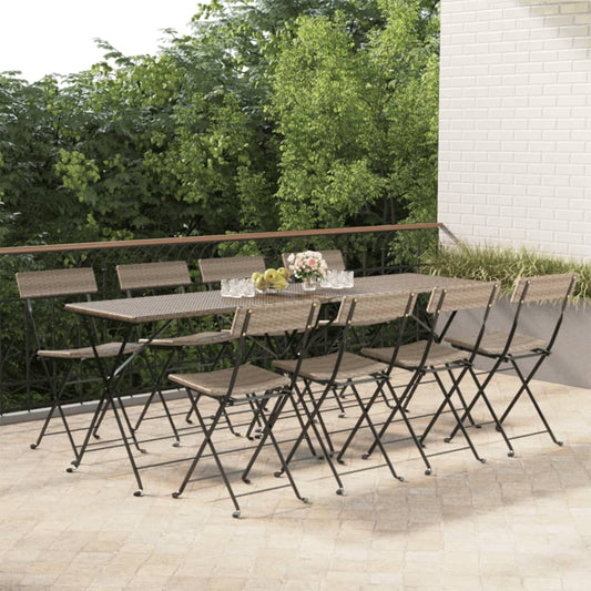 Sedie Pieghevoli da Bistrò 8 pz Grigie Polyrattan e Acciaio - homemem39