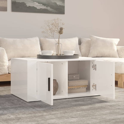 Tavolino da Salotto Bianco Lucido 80x50x36cm Legno Multistrato | homemem39