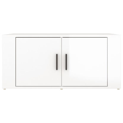 Tavolino da Salotto Bianco Lucido 80x50x36cm Legno Multistrato | homemem39