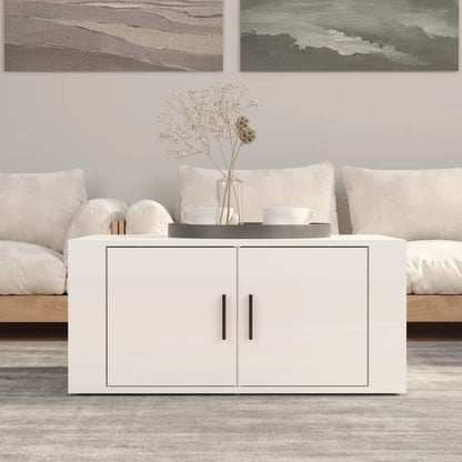 Tavolino da Salotto Bianco Lucido 80x50x36cm Legno Multistrato | homemem39