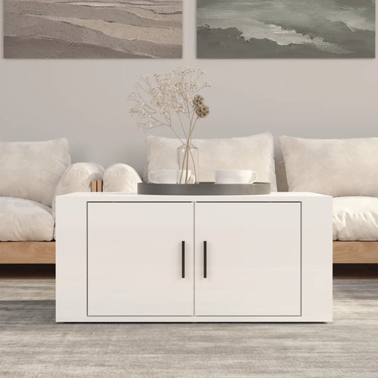 Tavolino da Salotto Bianco Lucido 80x50x36cm Legno Multistrato | homemem39