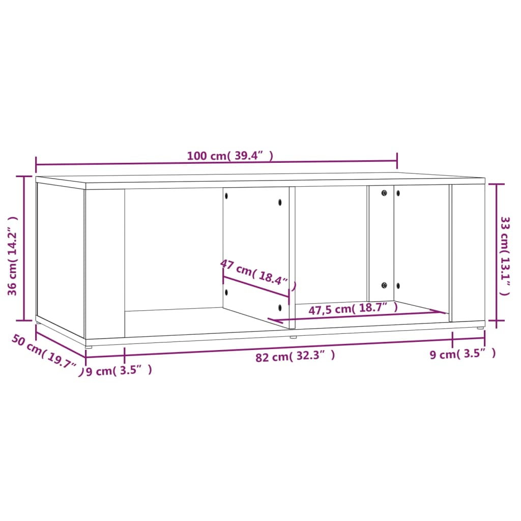 Tavolino da Salotto Nero 100x50x36 cm in Legno Multistrato | homemem39