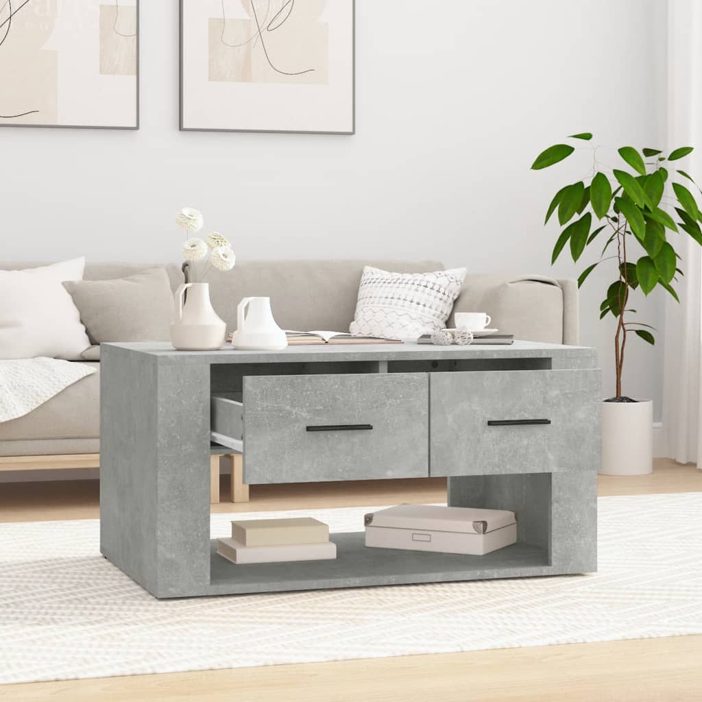 Tavolino da Salotto Grigio Cemento 80x50x40cm Legno Multistrato | homemem39