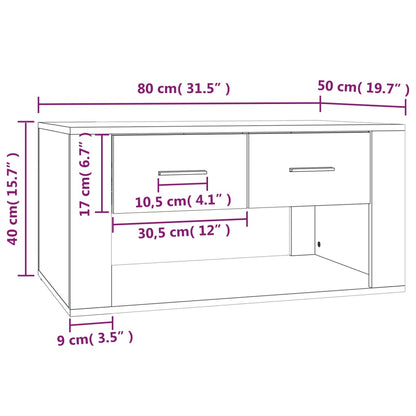 Tavolino da Salotto Grigio Cemento 80x50x40cm Legno Multistrato | homemem39