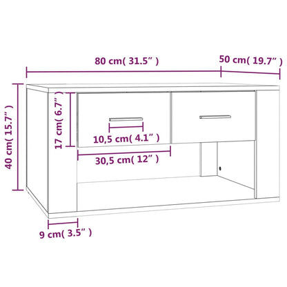 Tavolino da Salotto Rovere Fumo 80x50x40 cm Legno Multistrato | homemem39