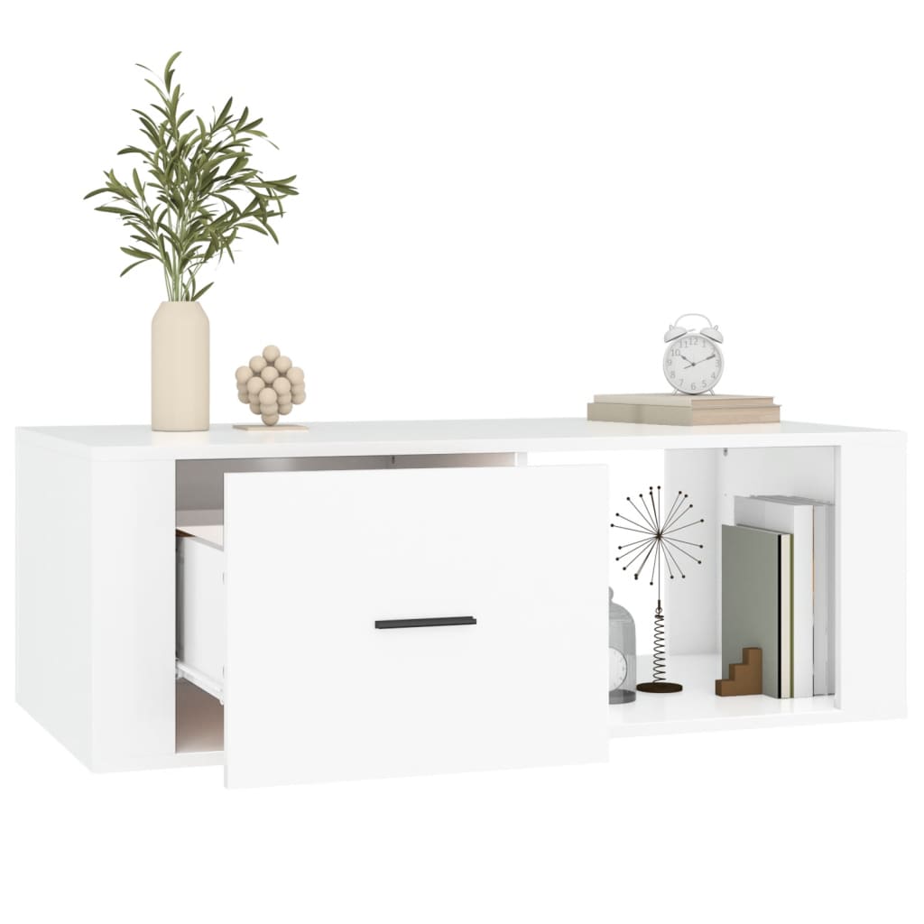 Tavolino da Salotto Bianco 100x50,5x35 cm in Legno Multistrato | homemem39