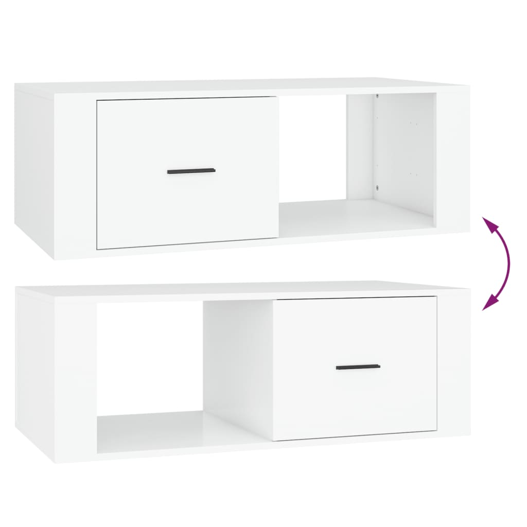 Tavolino da Salotto Bianco 100x50,5x35 cm in Legno Multistrato | homemem39