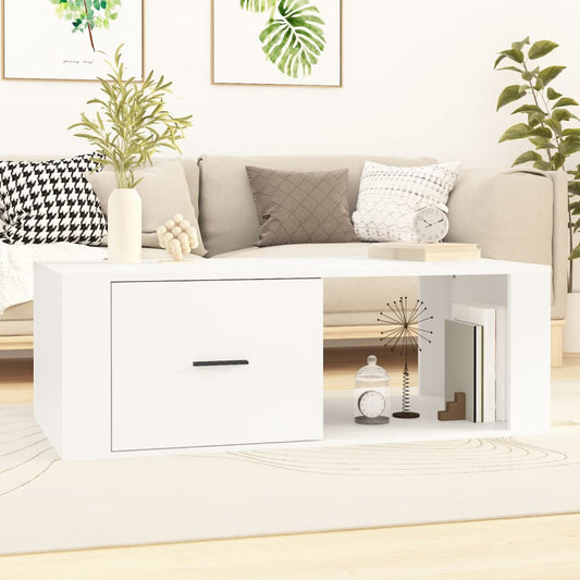 Tavolino da Salotto Bianco 100x50,5x35 cm in Legno Multistrato | homemem39