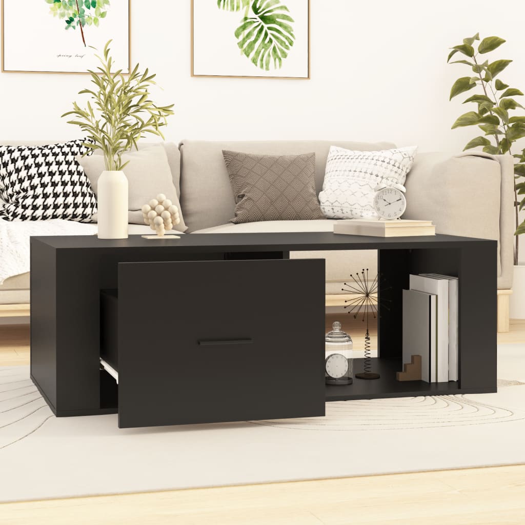 Tavolino da Salotto Nero 100x50,5x35 cm in Legno Multistrato | homemem39
