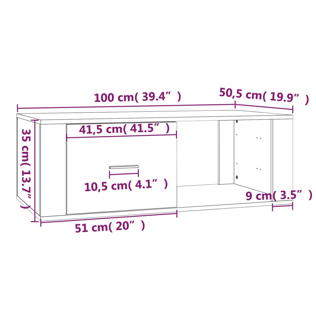 Tavolino Salotto Grigio Sonoma 100x50,5x35 cm Legno Multistrato | homemem39