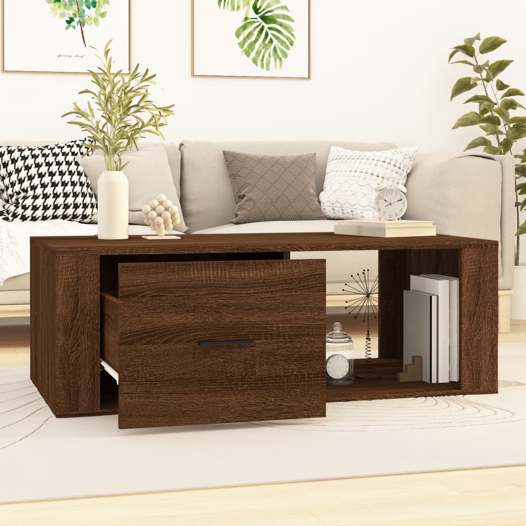 Tavolino Salotto Rovere Marrone 100x50,5x35cm Legno Multistrato | homemem39