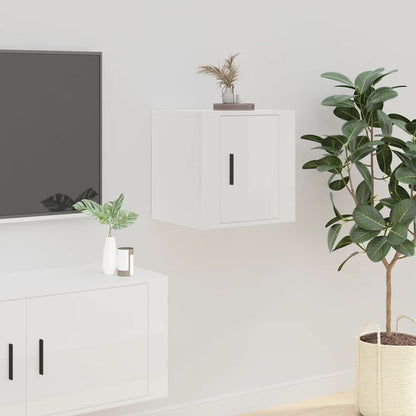 Mobile Porta TV a Parete Bianco Lucido 40x34,5x40 cm - homemem39