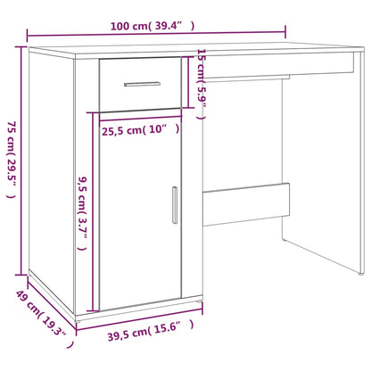 Scrivania Bianca 100x49x75 cm in Legno Multistrato - homemem39