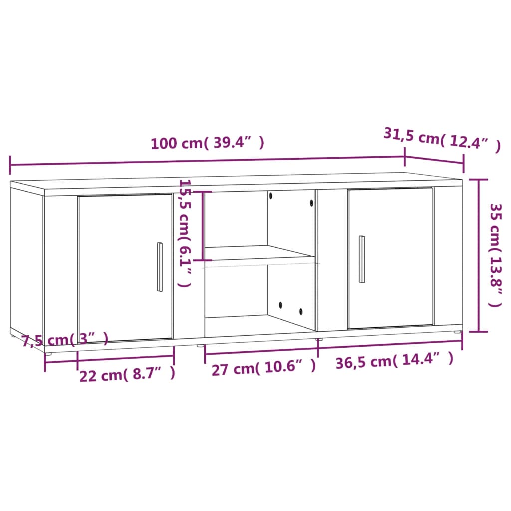 Mobile per TV Rovere Sonoma 100x31,5x35 cm Legno Multistrato | homemem39