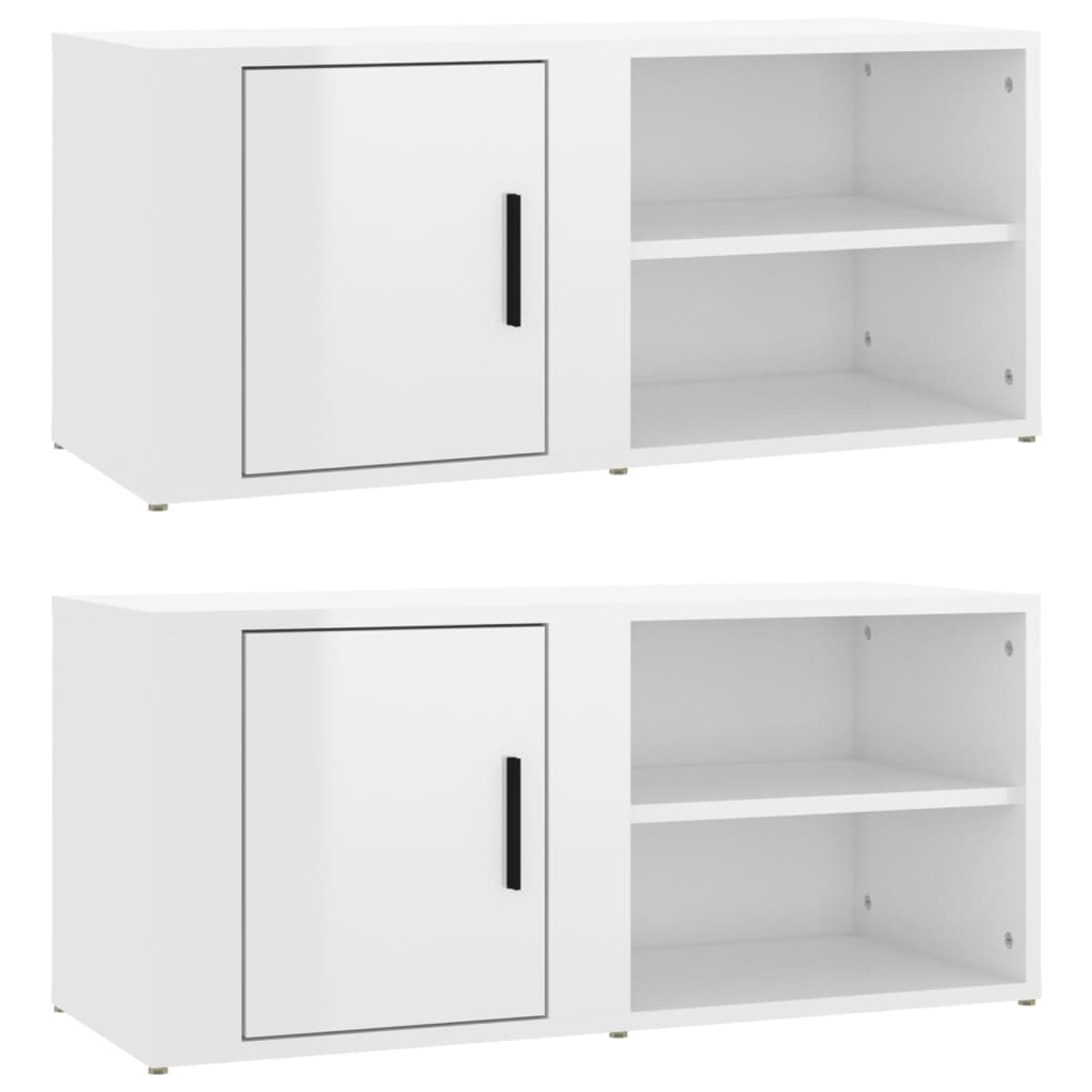 Mobili TV 2 pz Bianco Lucido 80x31,5x36cm in Legno Multistrato - homemem39