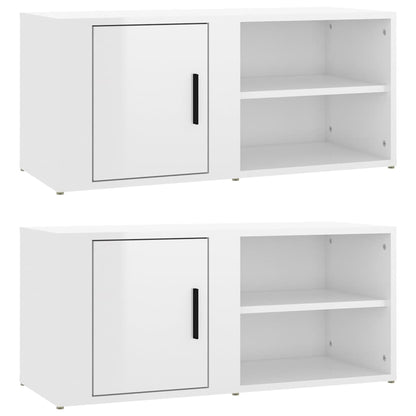 Mobili TV 2 pz Bianco Lucido 80x31,5x36cm in Legno Multistrato