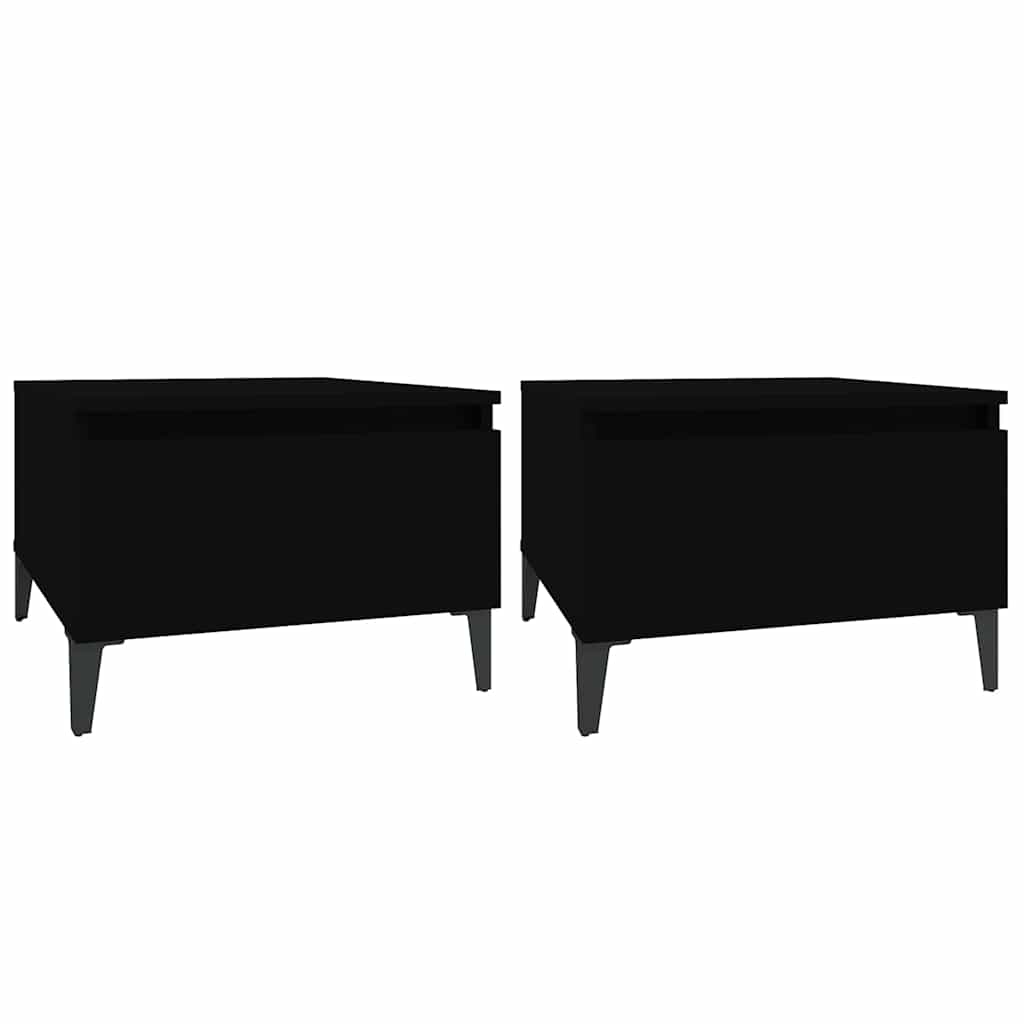 Tavolini 2pz Neri 50x46x35 cm in Legno Multistrato