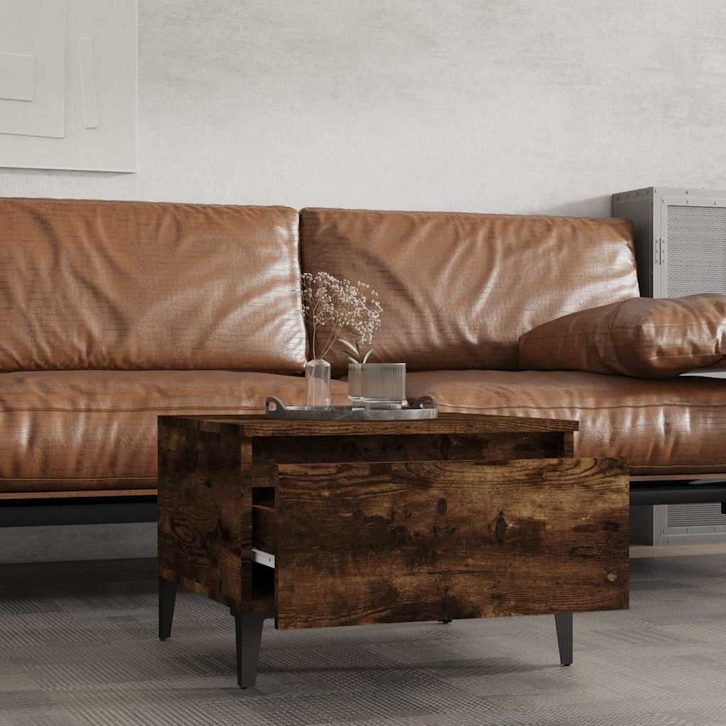 Tavolino da Salotto Rovere Fumo 50x46x35cm in Legno Multistrato