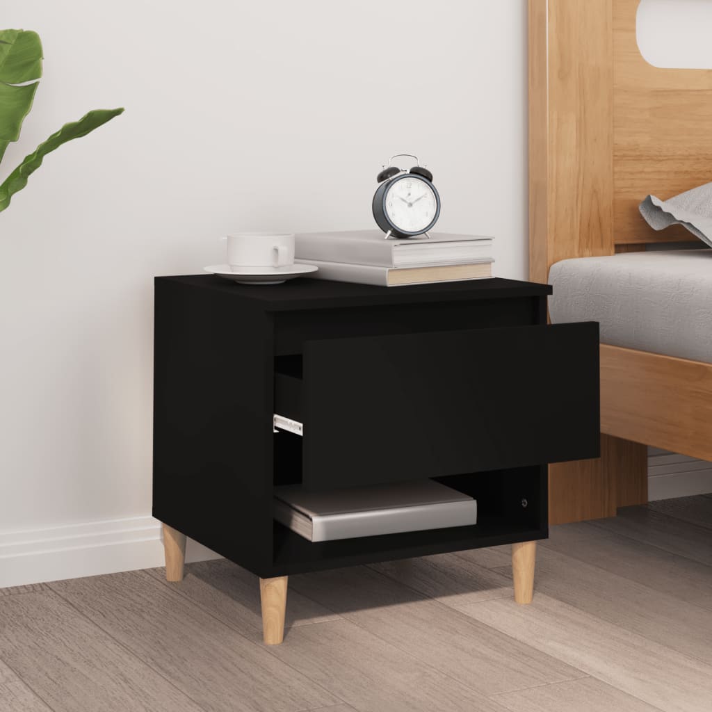 Comodino Nero 50x46x50 cm in Legno Multistrato - homemem39