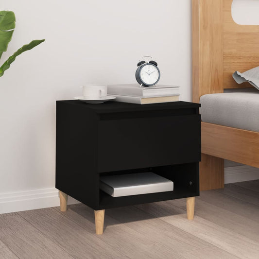 Comodino Nero 50x46x50 cm in Legno Multistrato - homemem39