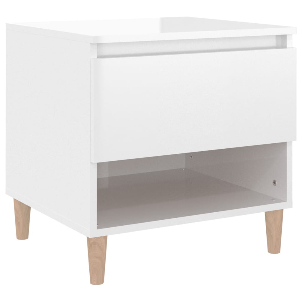 Comodino Bianco Lucido 50x46x50 cm in Legno Multistrato - homemem39