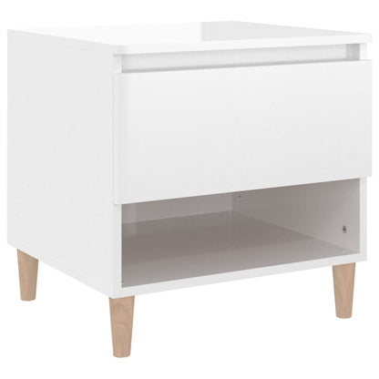 Comodino Bianco Lucido 50x46x50 cm in Legno Multistrato - homemem39
