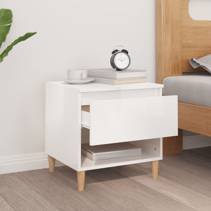 Comodino Bianco Lucido 50x46x50 cm in Legno Multistrato - homemem39