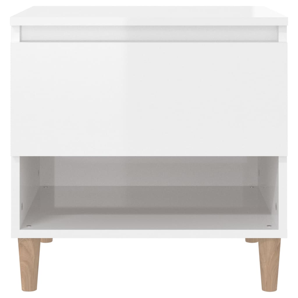 Comodino Bianco Lucido 50x46x50 cm in Legno Multistrato - homemem39