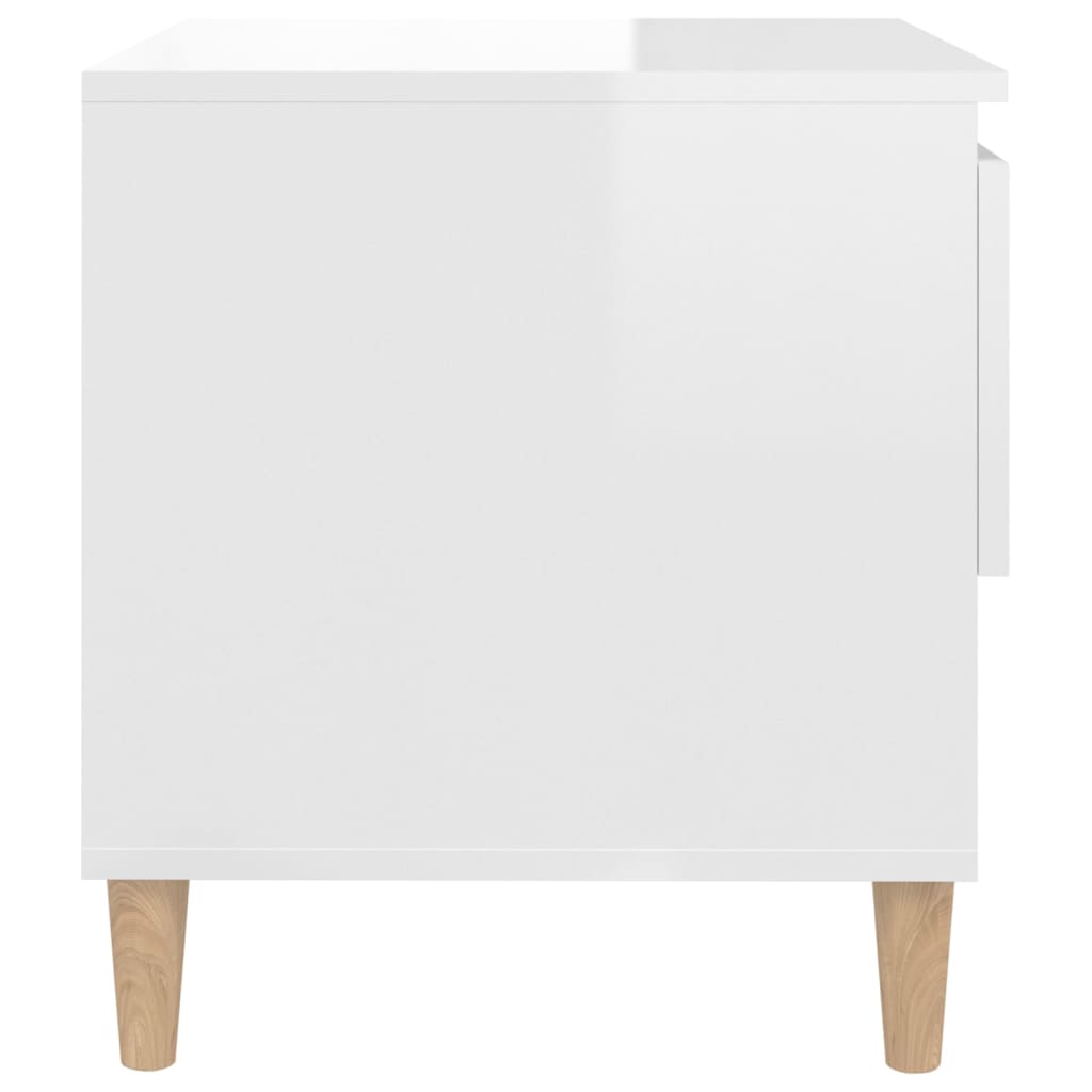 Comodino Bianco Lucido 50x46x50 cm in Legno Multistrato - homemem39