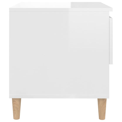 Comodino Bianco Lucido 50x46x50 cm in Legno Multistrato - homemem39