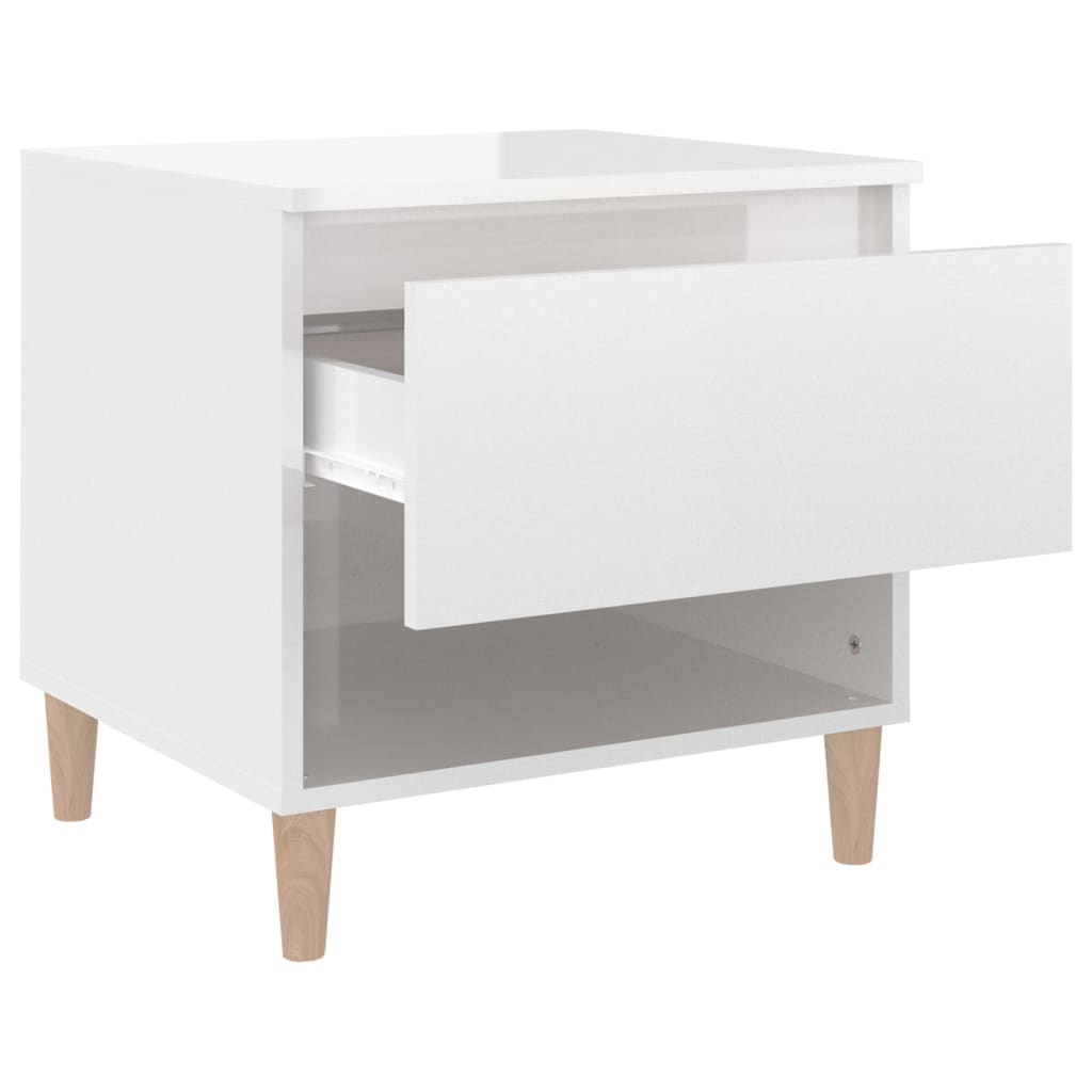 Comodino Bianco Lucido 50x46x50 cm in Legno Multistrato - homemem39