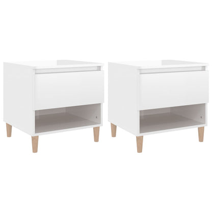 Comodini 2 pz Bianco Lucido 50x46x50 cm in Legno Multistrato - homemem39