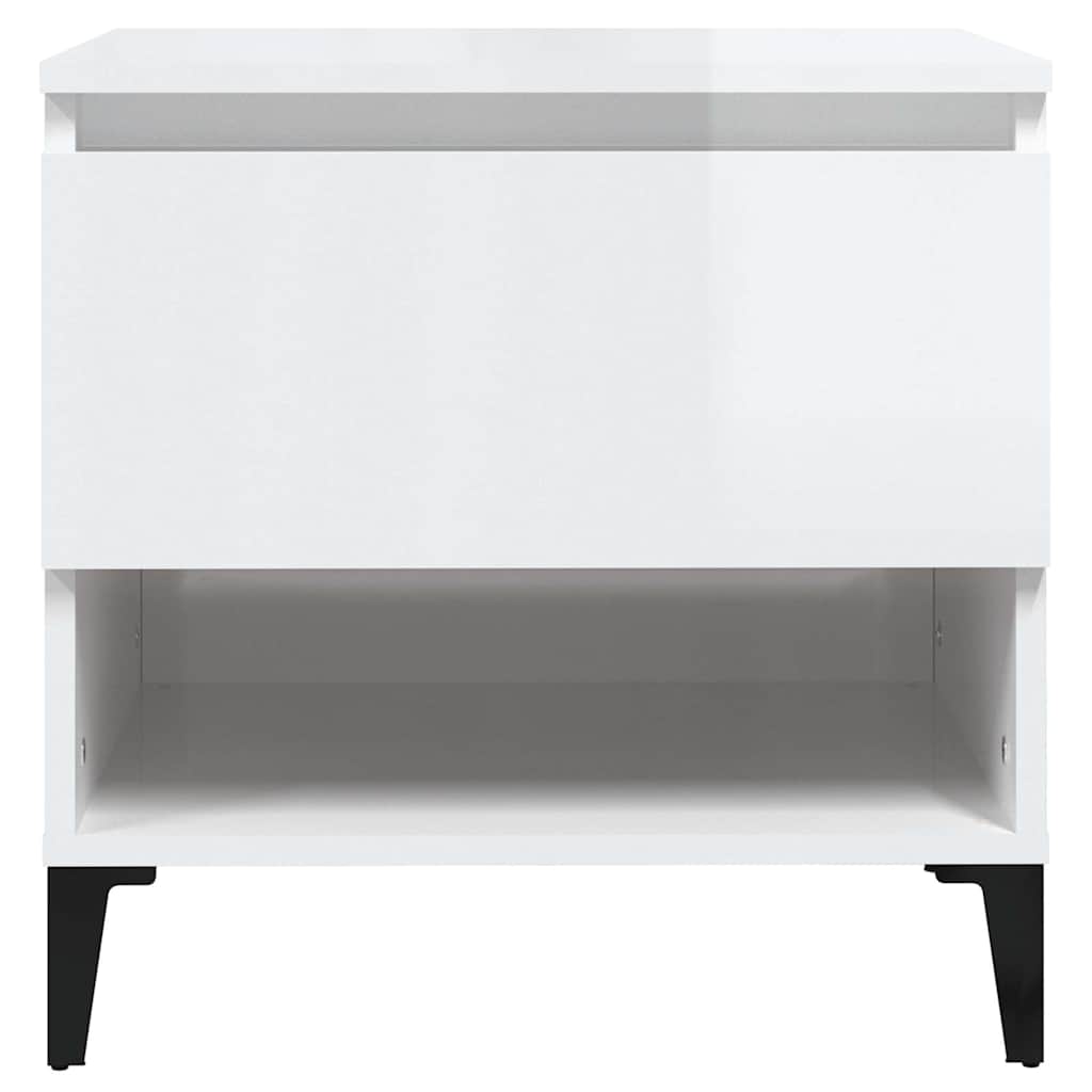 Tavolini 2pz Bianco Lucido 50x46x50 cm in Legno Multistrato