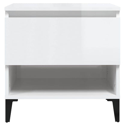Tavolini 2pz Bianco Lucido 50x46x50 cm in Legno Multistrato