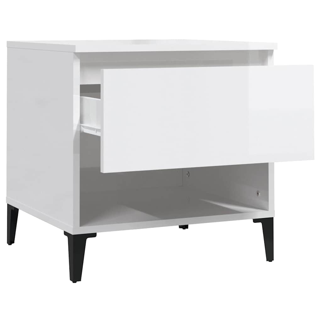 Tavolini 2pz Bianco Lucido 50x46x50 cm in Legno Multistrato