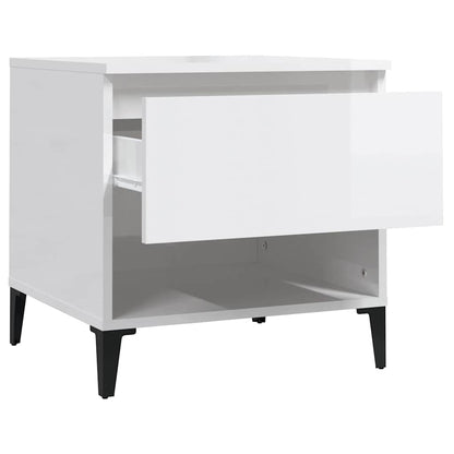 Tavolini 2pz Bianco Lucido 50x46x50 cm in Legno Multistrato