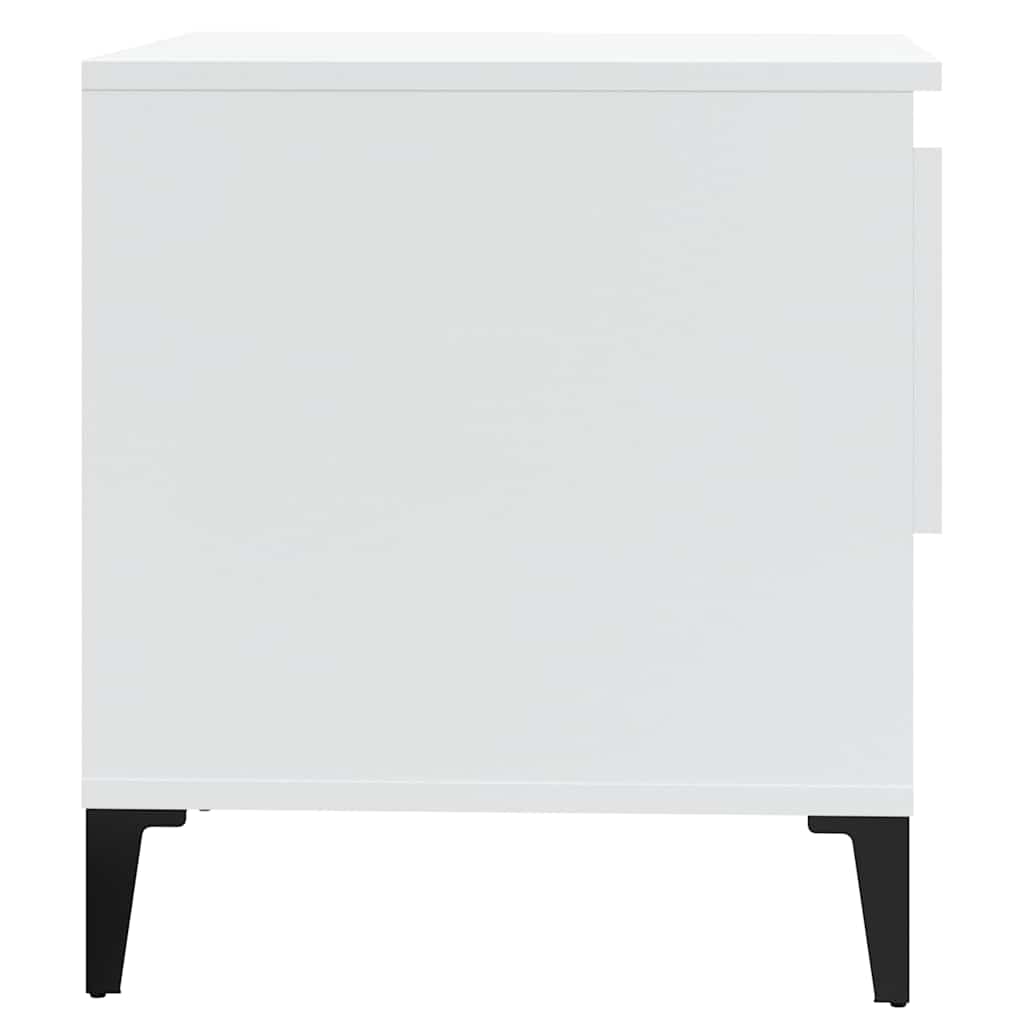 Tavolini 2pz Bianco Lucido 50x46x50 cm in Legno Multistrato