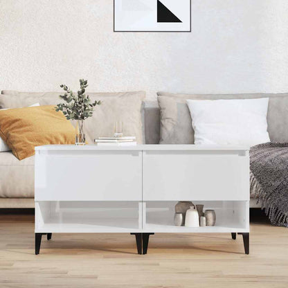 Tavolini 2pz Bianco Lucido 50x46x50 cm in Legno Multistrato