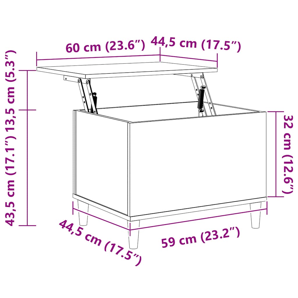 Tavolino da Salotto Bianco 60x44,5x45 cm in Legno Multistrato | homemem39
