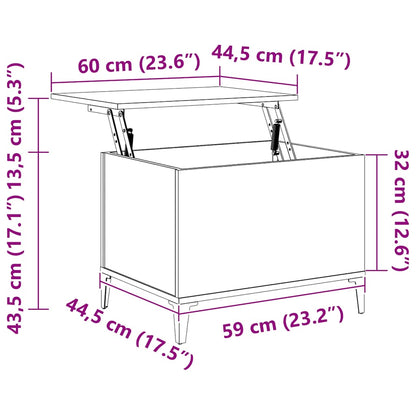 Tavolino da Salotto Nero 60x44,5x45 cm in Legno Multistrato